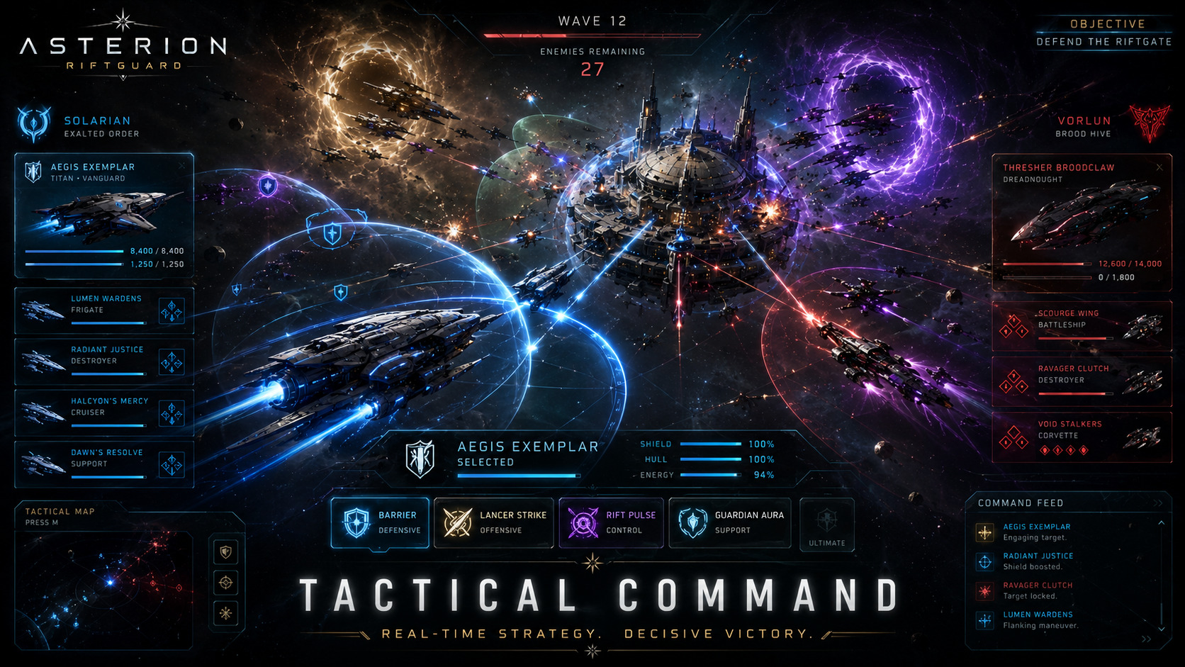 Ships deployed around a rift defence lane